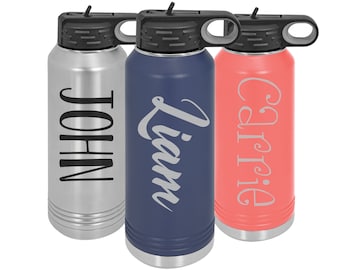 Engraved 32oz Insulated Stainless Steel Water Bottle with Straw Custom Engraved Gift with Name