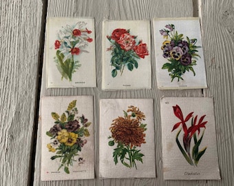 One Antique Tobacco Silk Flower Applique (Ref A-6957/5 Box 7)