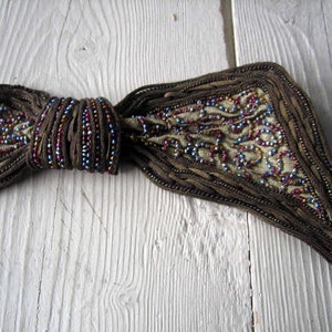 Antique Beaded Applique with Metallic  Cord and Mesh Accents  (Ref:  A-6772/1 Box 4)