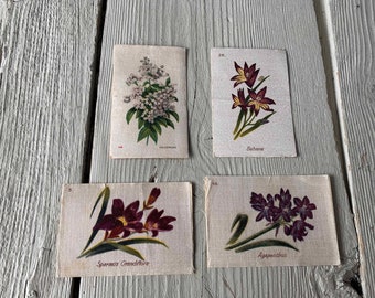 One Antique Tobacco Silk Flower Applique (Ref A-6957/14 Box 7)