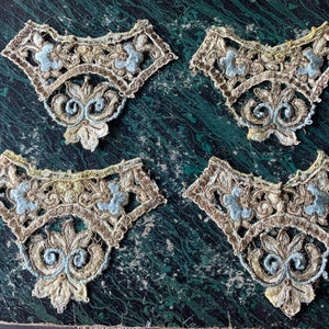 One Antique Victorian Applique with Metallic Thread Accents (Ref A-5845/1 Box 5)
