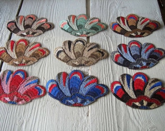 One Antique Embroidered Floral Flower Applique with Metallic Thread Accents (Ref:  A-6927/3/6 Box 6)