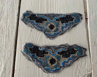 One Antique Beaded Applique with Metallic Thread Accents Art Deco (Ref:  A-6224/96 Box 2)