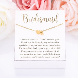 Personalized Bridesmaid Gift, Bridesmaid Proposal Box, Initial & Heart Necklace, Tie the Knot Jewelry, Flower Girl Gift, Bridal Party Gift