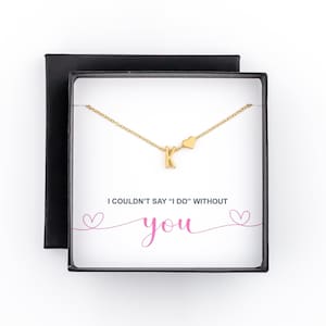 Personalized Bridesmaid Gift, Bridesmaid Proposal Letter & Heart Necklace, Tie the Knot Jewelry, Flower Girl Gift, Maid of Honor Necklace