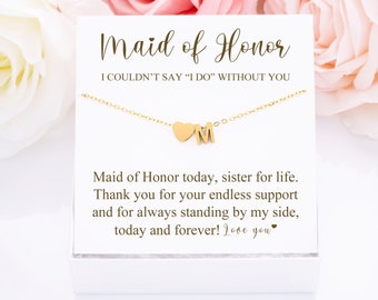 Personalized Maid of Honor Gift, Maid of Honor Necklace, Maid of Honor Proposal, Custom Maid of Honor Gift, Thank You Necklace with Card