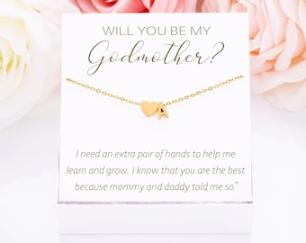 Godmother Proposal Necklace Gift, Personalized Godmother Box, Godmother Proposal Gift, Godmother Initial Necklace, Will You be my Godmother