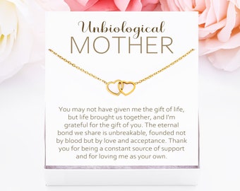 Unbiological Mom Necklace, Gift for Mother in Law, Stepmom Gift, Mother's Day Gift, Connected Heart Necklace, Gift for Second Mom, Godmother