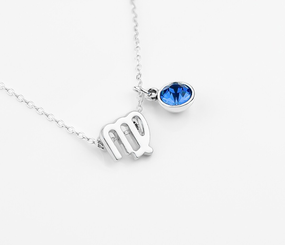 Zodiac Birthstone Necklace / Astrology Sign Necklace / Horoscope Necklace / Birthday Gift