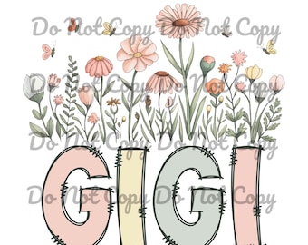 Floral Gigi DTF Print: Flower Grandma Shirt Transfer
