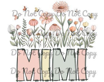Floral Mimi DTF Print, Shirt Transfer (11 inch)