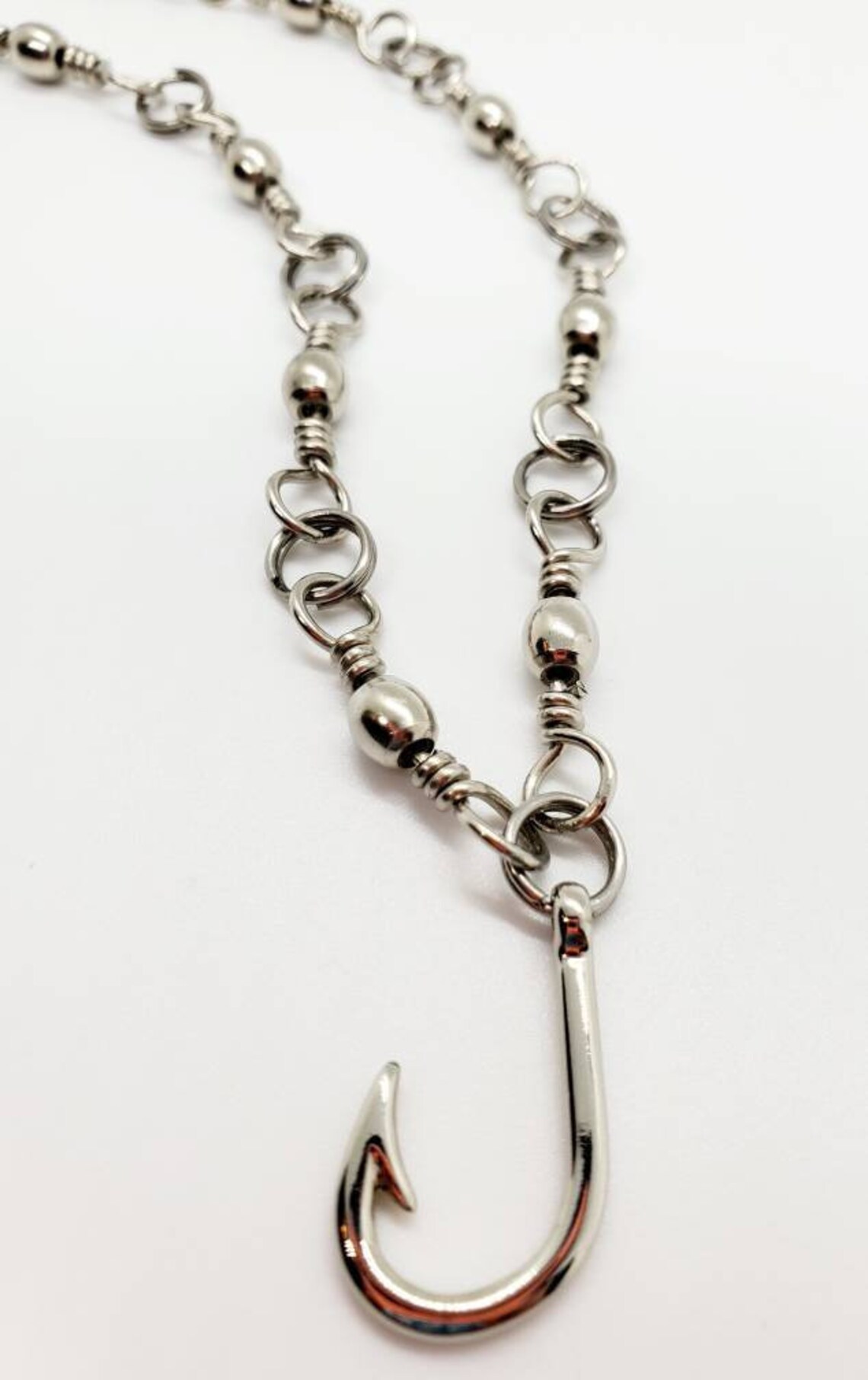 Ladies Necklace Made With Fishing Tackle. Fish Hook Pendant Etsy