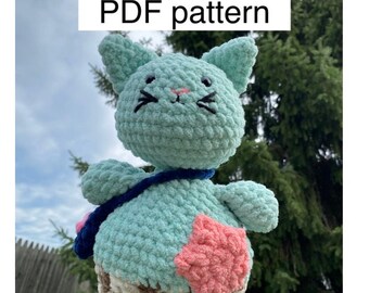 PDF PATTERN, Digital Crochet Ocean Kitty Pattern, Crochet Cat pattern, Amigurumi Cat