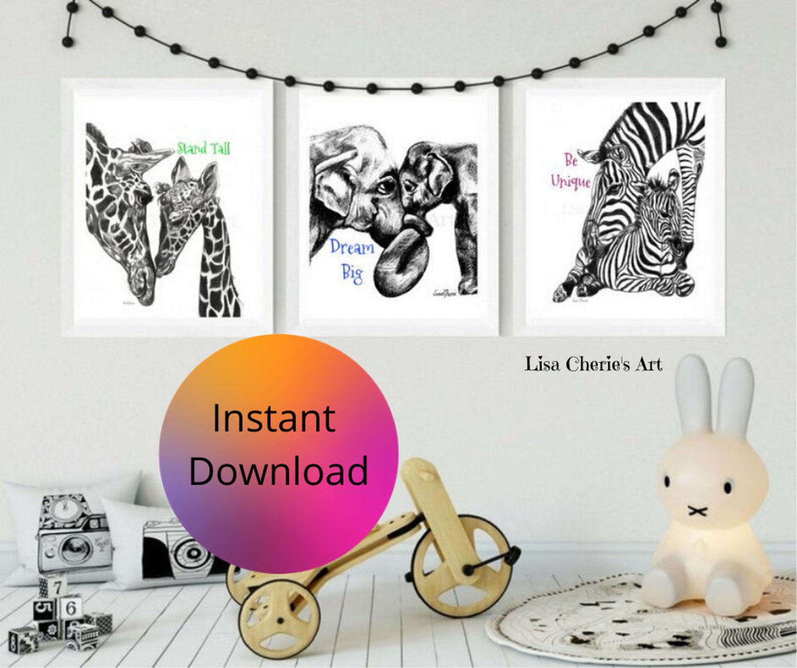 Instant Download Animal Nursery Digital File Art Mother and Etsy
