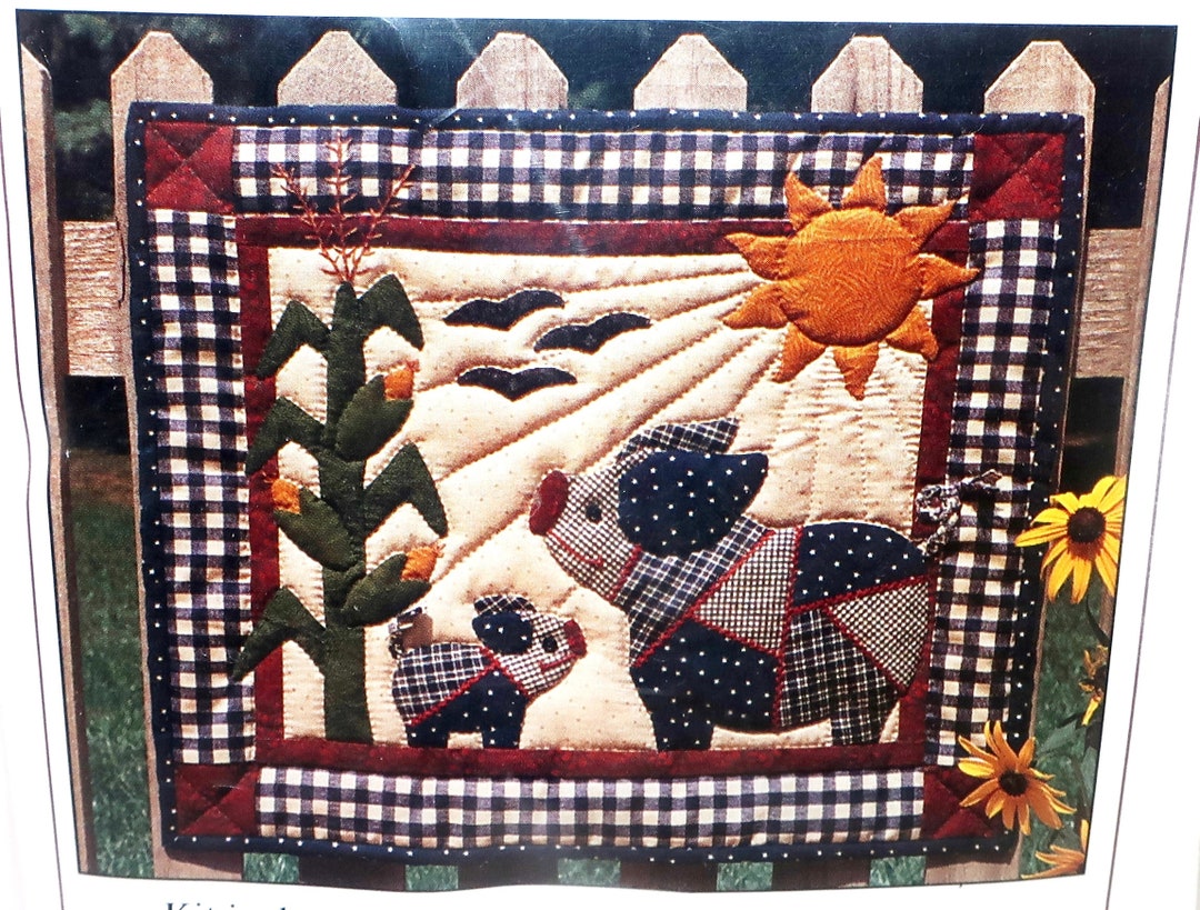 CRAZY PIGS WALLHANGING Quilt Pattern Fabric Complete Kit K0700 15 X 13 ...