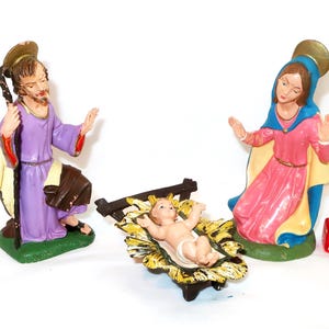 FONTANINI HOLY FAMILY 5 inch Scale Nativity Joseph Mary Jesus Spider Mark Depose Italy Vintage Polymer Christmas Village Collector Love Gift