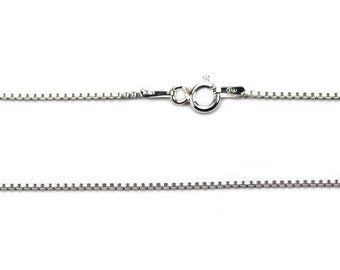 Sterling Silver, Box Chain, Finished, 16 inches x 1mm