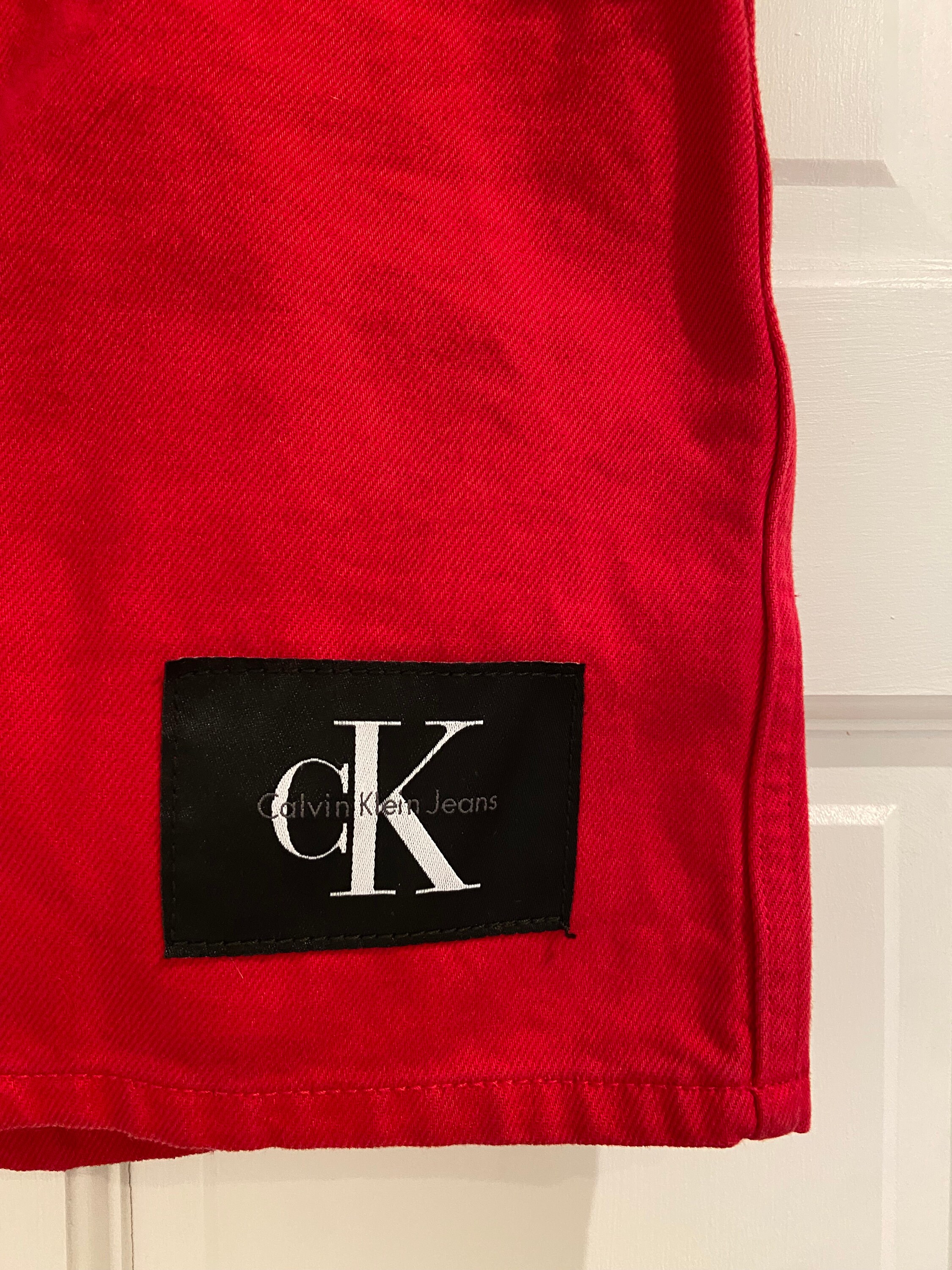 Vintage Red Calvin Klein Denim Mini Skirt Etsy