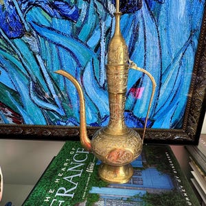Vintage Ornate Etched Brass Teapot