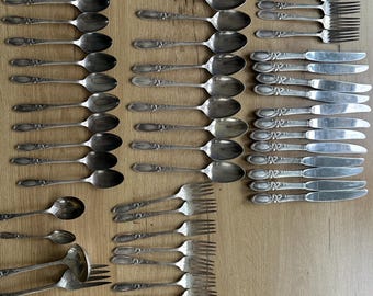 60 Pieces of Oneida Community White Orchid Flatware