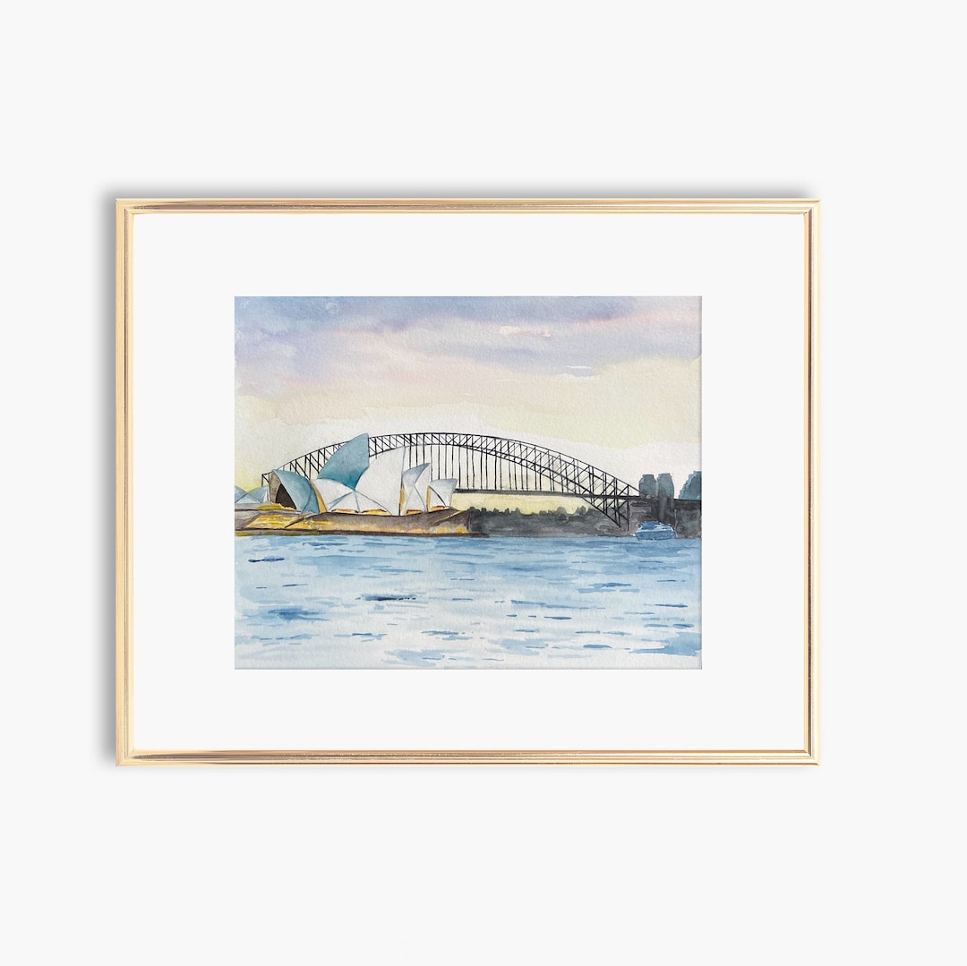Australia Wall Art, Sydney Art Print, Australia Home Decor, Watercolor