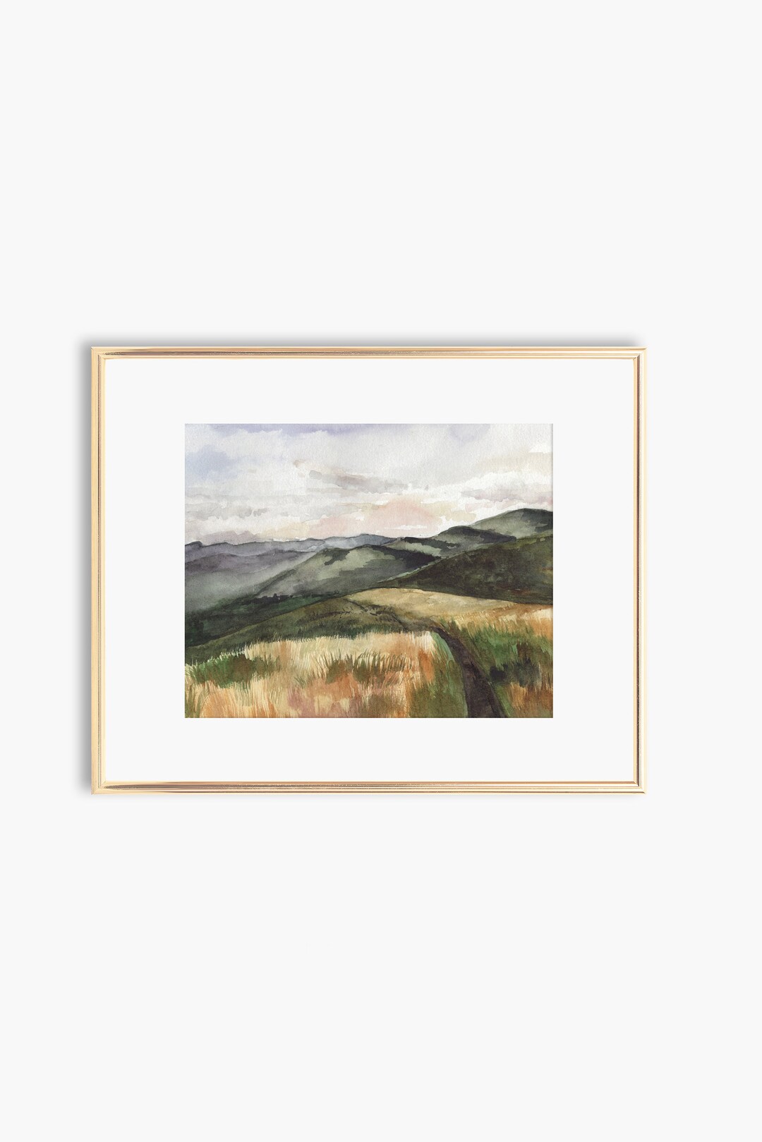 Mountain Landscape Watercolor Art Print, Neutral Home Decor - Etsy