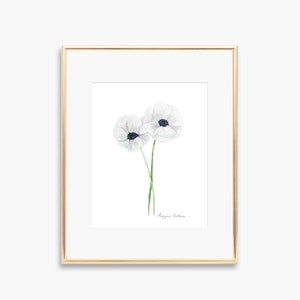 Anemone Blumen Kunstdruck, Anemone Kunstdruck, Aquarell Anemone Blumenkunst, elegante Blumen wandkunst, schwarz-weiße Blumenkunst
