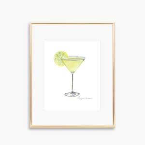 Drink Art Print, Lemon Drop Martini Art, Lemon Cocktail Painting, Cocktail Drink Print, Bar Decoration, Drink Wall Art