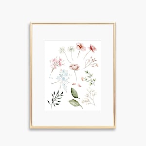 Flower Art Print, Loose Floral Print, watercolor flower art, elegant flower wall art home decor, colorful flower art
