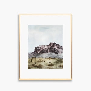 Superstition Mountains Art Print, Superstition Mountain Arizona Art Print, Arizona Art Print, Desert Art Print, Desert Watercolor Painting