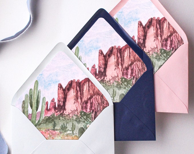 Southwest Wedding Envelope Liners for Wedding Invitations, A7 Envelopes