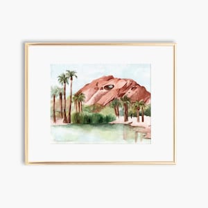 Papago Park Painting, Arizona Desert Wall Art, Hole in the Rock Arizona, Watercolor Painting, Landscape painting, Arizona mountain art