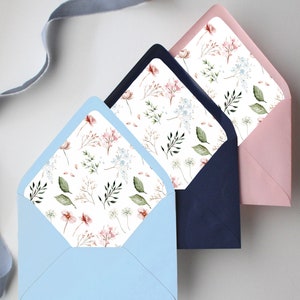 French Flower Envelope Liner for Wedding Invitations, A7 envelopes with colorful flowers, French Garden Wedding decor, floral wedding