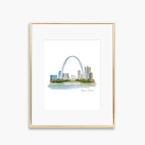 St Louis Arch Watercolor Art Print | Gateway to the West