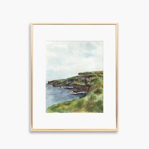 Cliffs of Moher painting, Landscape Wall art, Ireland watercolor art, Irish coast art print, Irish watercolor painting, Ireland scenic coast