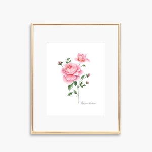 Pink Rose Art Print, Rose Watercolor Painting, Flower wall art, Pink flower Wall Art, Girl Nursery art, Loveshack Fancy art, watercolor art