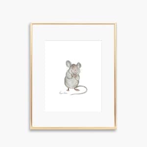 Mouse Nursery Art Print, Woodland Animal Art Prints, Watercolor Nursery Art Prints, Whimsical Forest Animal Art, Mouse Art Wall Decor