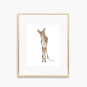 Fawn Nursery Art Print, Woodland Animal Art Prints, Watercolor Nursery Art Prints, Whimsical Forest Animal Art, Deer Art Wall Decor