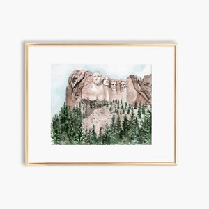Mount Rushmore Wall Art, National Park Art, Mt Rushmore souvenir, Landscape Art Print, Poster, Watercolor Art Print, South Dakota art