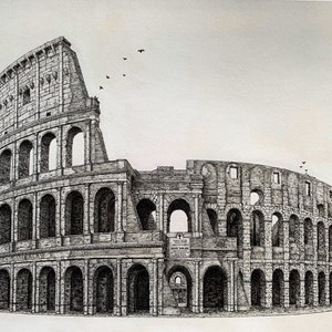 THE COLOSSEUM (Print) Black and white illustration