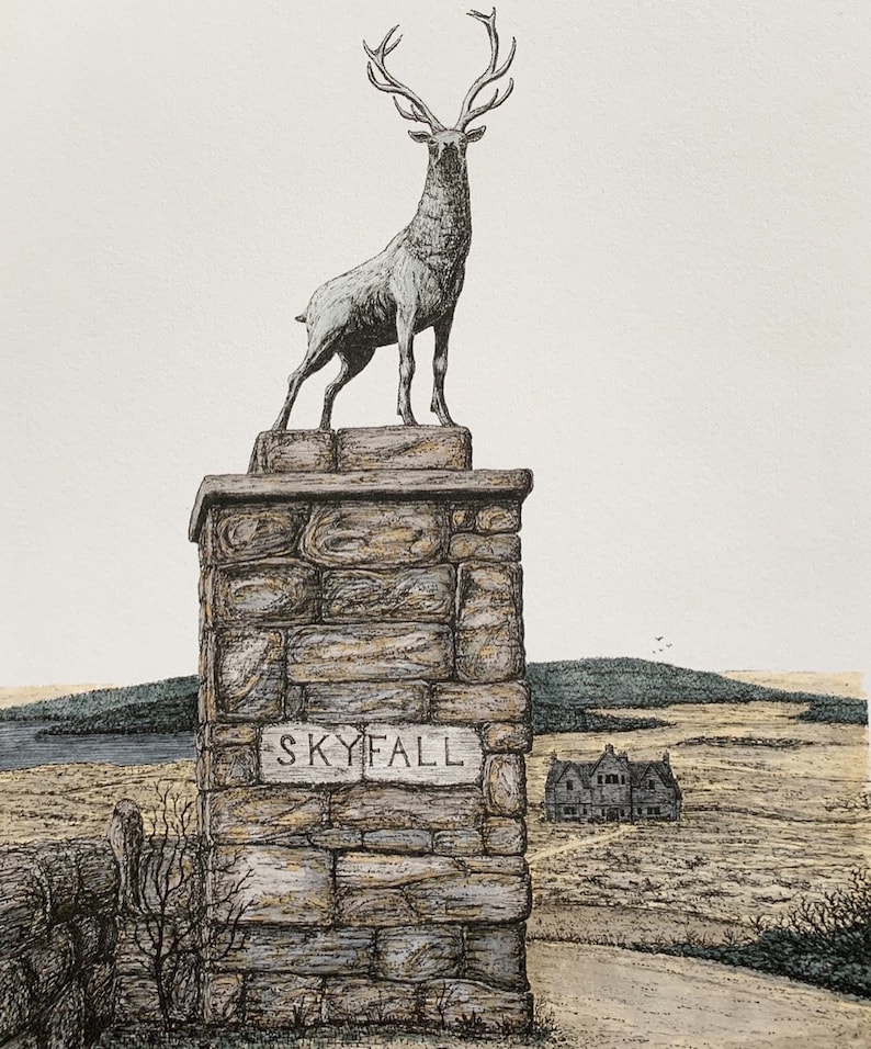 SKYFALL (print) Coloured Illustration From James Bond Skyfall Movie - Etsy
