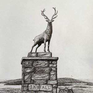 SKYFALL (Print) Black and white illustration from James Bond Skyfall movie
