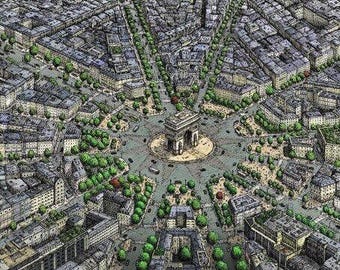 PARIS (Print) Coloured illustration