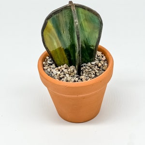 Stained glass  cactus in a terracotta planter- Original Design small size Free Shipping!