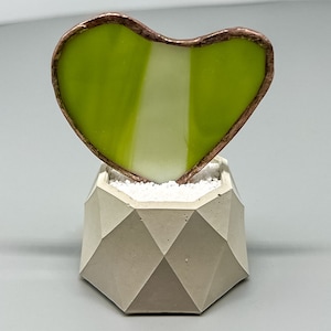 Hoya Kerrii Heart Shaped stained glass handmade plant in a cement pot - Original Design miniature size free shipping