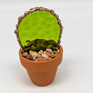 Stained glass  cactus in a terracotta planter- Original Design miniature size Free Shipping!