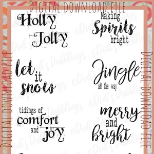 Seasons Greetings titles, Printable Digital Download, Christmas sayings, word art for papercrafts