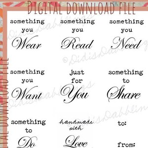 Iets cadeau-tag, kerstcadeau-tag, afdrukbare digitale download, iets om te willen lezen, slijtage nodig, kersttraditie, print je eigen