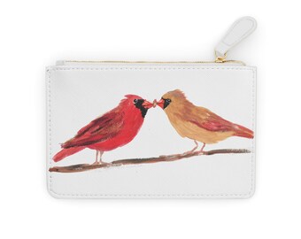 Courting Cardinals Mini Clutch Bag, kleine Reißverschlusstasche für Handy, einzigartige Geldbörse, kleine Tragetasche,