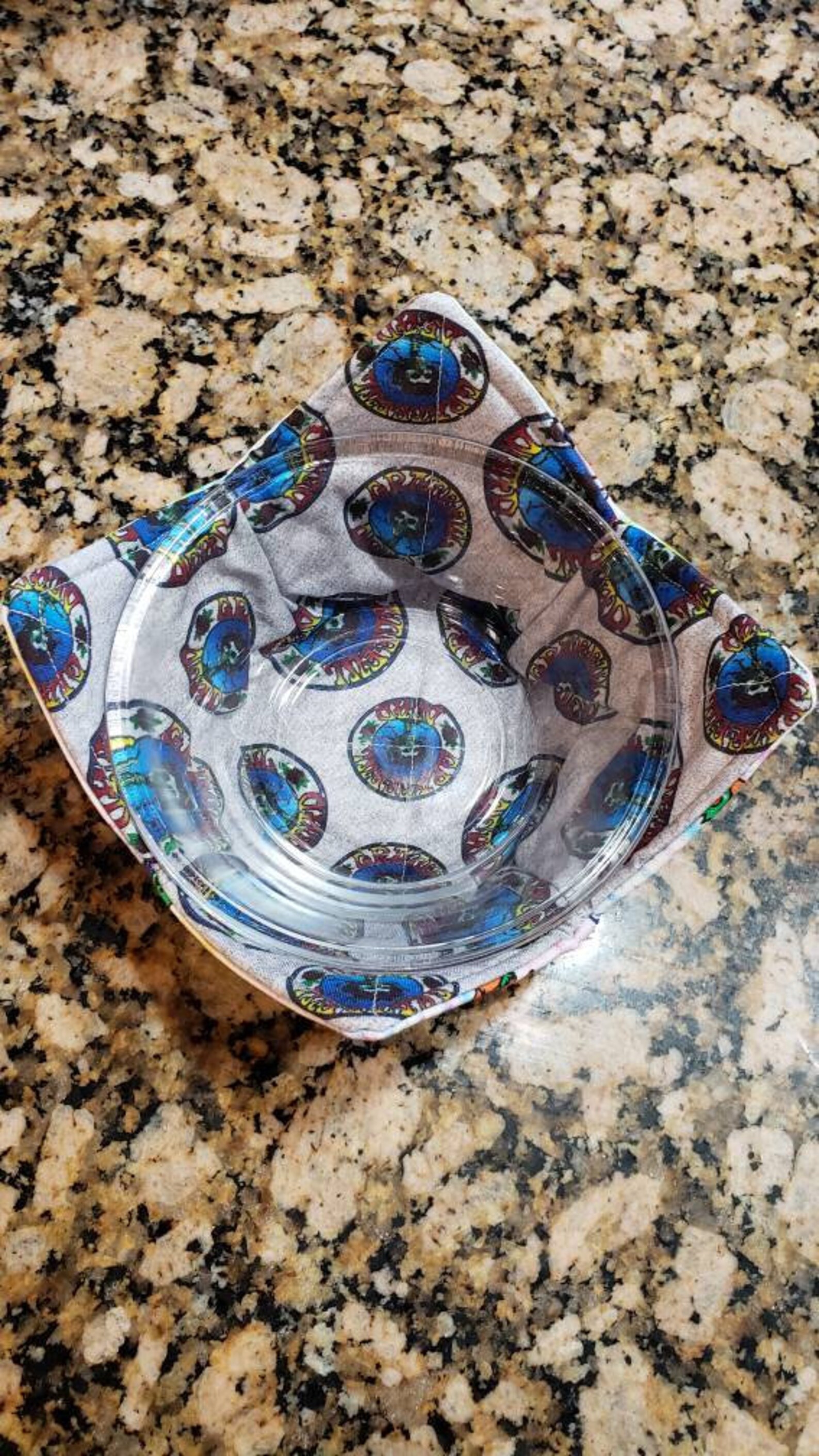 Grateful Dead Bowl Cosy, Different Grateful Dead Fabrics, One on Each